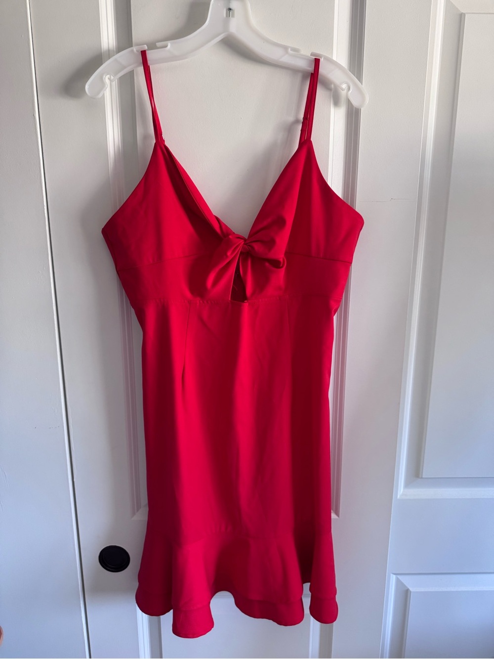 Gilli Bright Red Women's mini dress with ruffle bottom